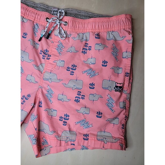 Party Pants Shorts Mens XL Pink Moby Whale Don't Be A Dick Swim Trunks Summer - Picture 4 of 15